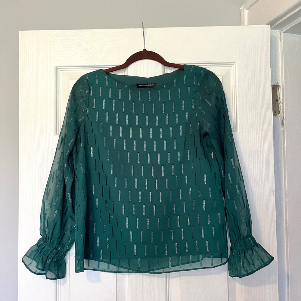 Banana Republic Teal Sheer Blouse